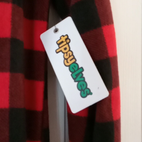 Tipsy Elves Buffalo Plaid Fleece Hooded Jumpsuit Lounge wear NWT - Picture 8 of 13